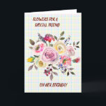 Carte Ami Spécial Aquarelle Florale Voeux d'anniversaire<br><div class="desc">Belle carte d'anniversaire Floral Happy avec un message intérieur et extérieur facile à personnaliser.</div>