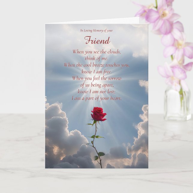 Carte Ami Sympathy Loss of Friend Rose (Orchidée)