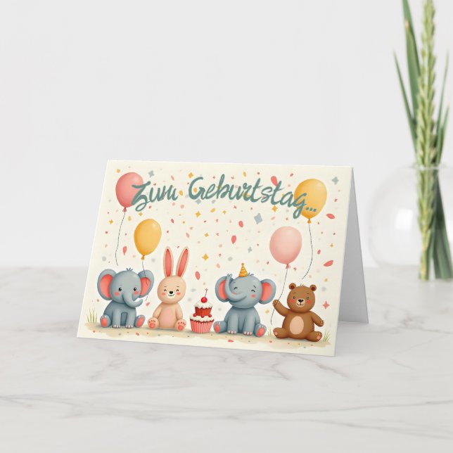 Carte Amis animaux dans la magie de la fête (Devant)