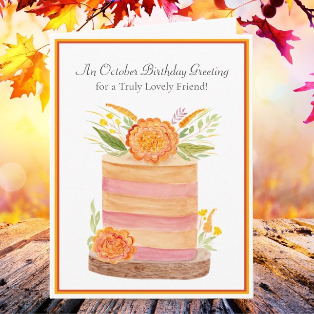 Carte Amis Anniversaire Octobre Souci sur Gâteau (Créateur téléchargé)
