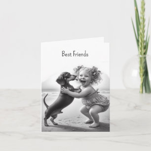 Carte Amis D Dachshund Vintage