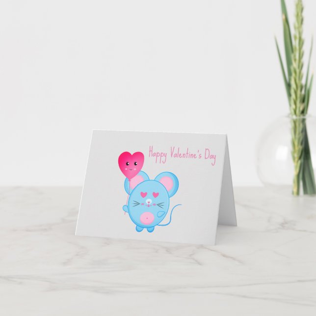 Carte Amis de la maternelle Souris  Saint-Valentin (Devant)