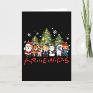 Carte Amis de Noël Santa Rudolph Bonhomme de neige Famil