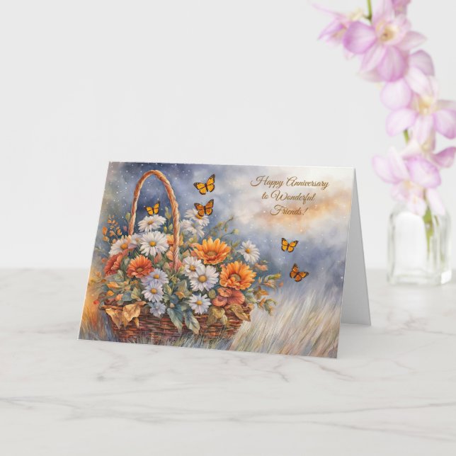 Carte Amis Joyeux Anniversaire Pays Fleurs Panier (Orchidée)