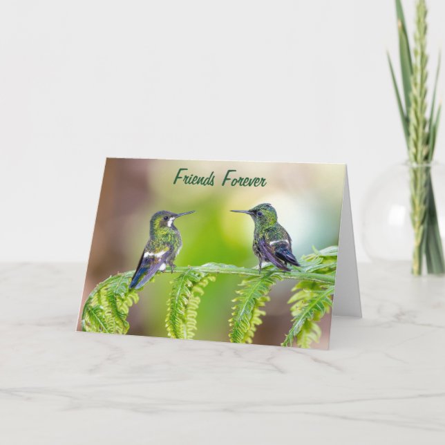 Carte Amis pour toujours | Couple colibri vert (Devant)