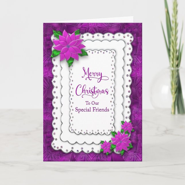 Carte Amis spéciaux de Noël Purple Poinsettia (Devant)