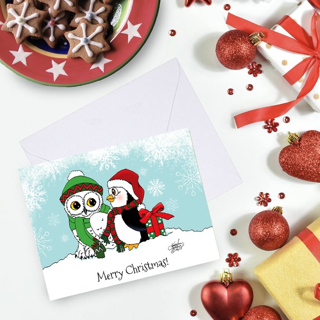 Carte Amitié Chouette Neige Pingouin (Créateur téléchargé)
