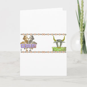 Carte Amitié d'astrologie de Taureau de Gémeaux de