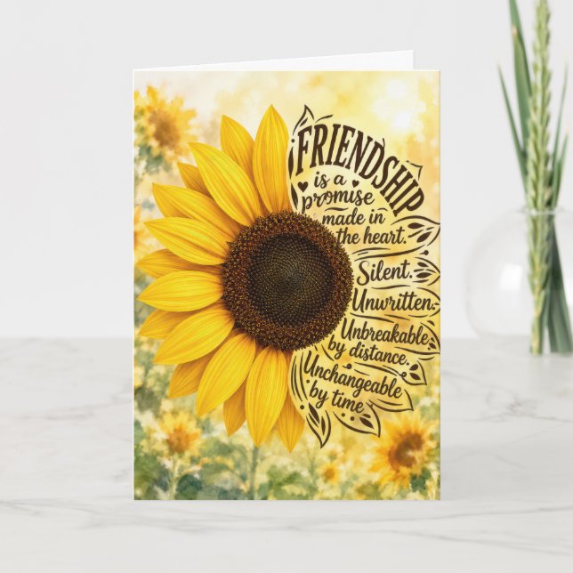 Carte Amitié pour anniversaire Tournesol (Devant)
