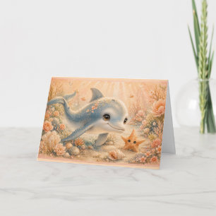 Carte Amitié sous-marine – Dauphin et étoile de mer