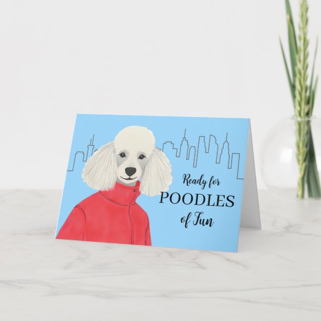 Carte Amitié Texte personnalisé Poodle Ville Arrière - p (Devant)