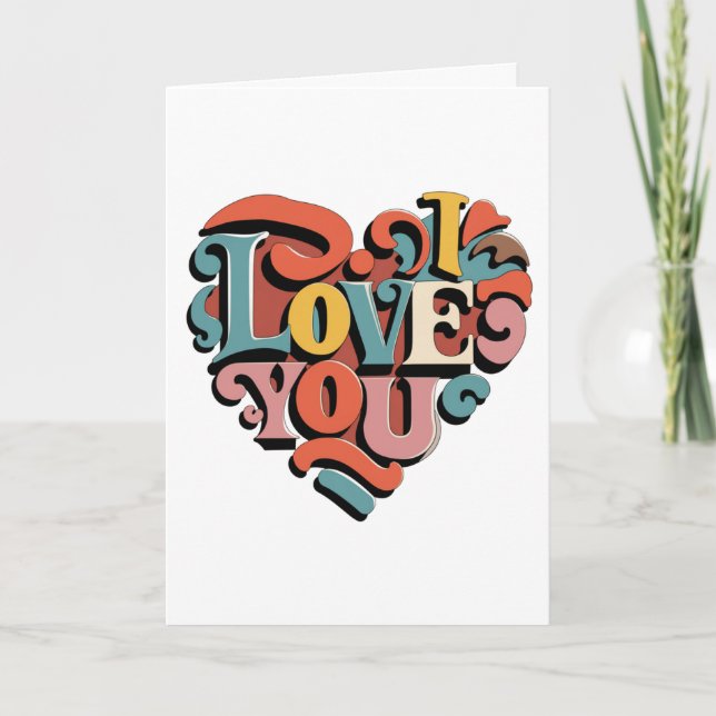 Carte Amour à Cœur Rétro Psychedelia (Devant)