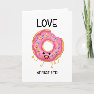 Carte Amour à la première morsure anniversaire beignet V