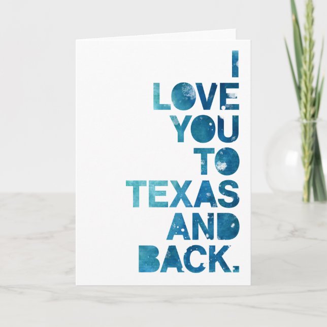 Carte Amour aquarelle de Texas et retour (Devant)