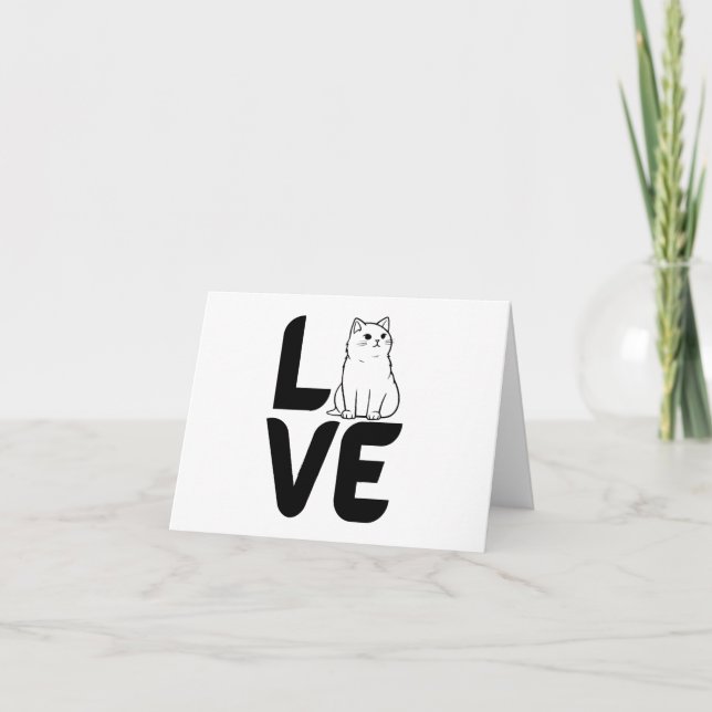 Carte Amour avec un chat comme un O BLANK (Devant)