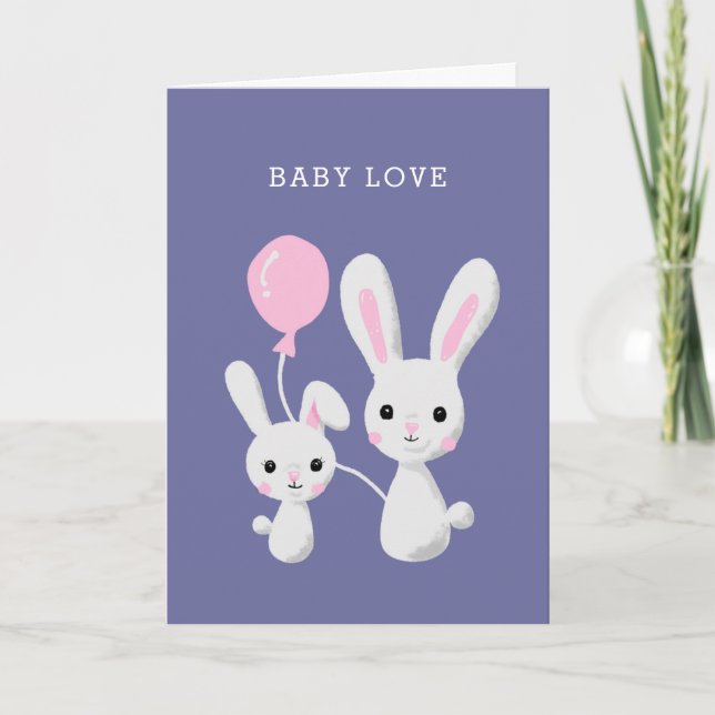 Carte Amour bébé | Cute Bunnies Newborn Félicitations (Devant)