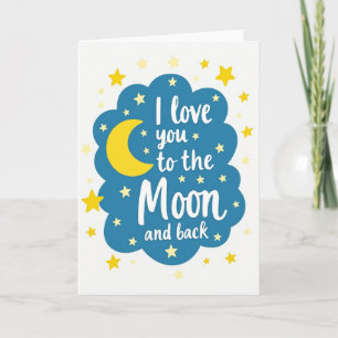 Carte Amour Bleu Jusqu'à la Lune et Retour