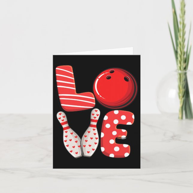 Carte Amour Bowling Boule Et Groupe De Quilles Valentin  (Devant)