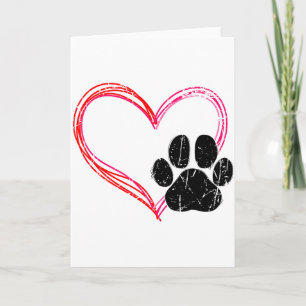 Carte Amour Coeur Chat Chien Empreinte de Patte, Cadeaux