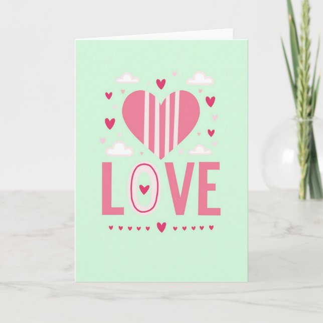 Carte Amour Cœurs à la Menthe (Devant)