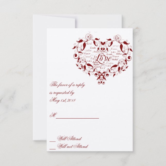 Carte Amour dans n'importe quelle langue en répons (Devant)