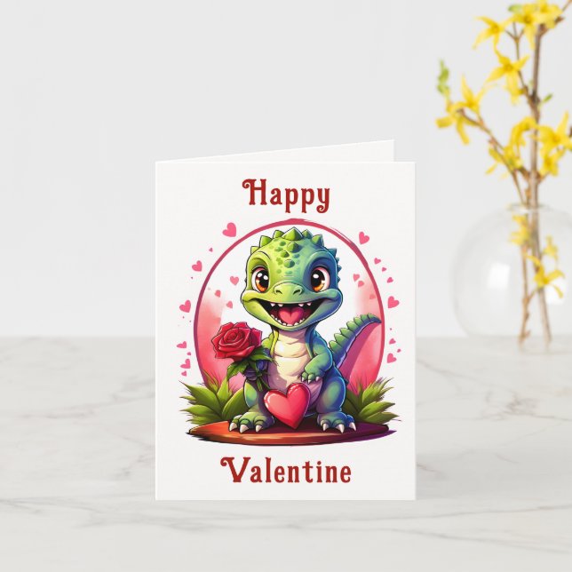Carte Amour dans un style dragon mignon Saint-Valentin d (Fleur jaune)