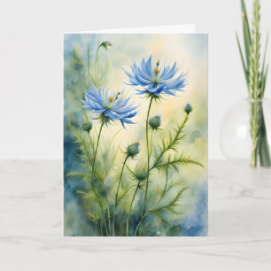 Carte Amour dans une fleur de fond Aquarelle Anniversair