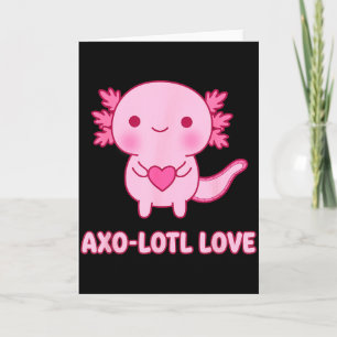 Carte Amour d'Axo-lotl Kawaii Axolotl Cœur Saint-Valenti