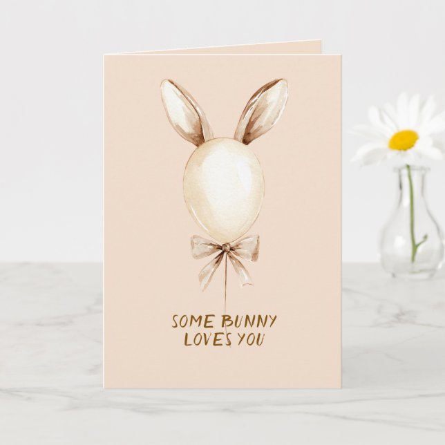 Carte Amour de ballon d'oreilles de lapin crème (Petite plante)
