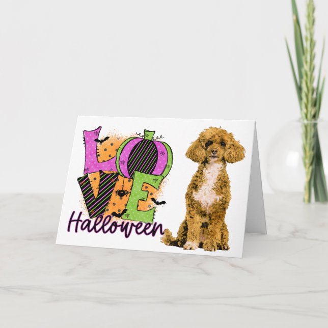 Carte Amour de caniche effrayant Halloween (Devant)