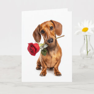 Carte Amour de chiot de la Saint-Valentin teckel avec un