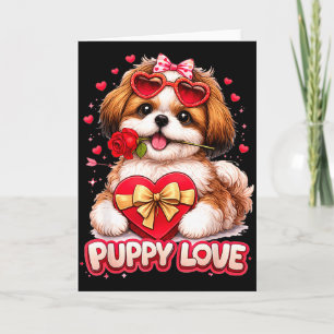 Carte Amour de chiot Saint-Valentin Shih Tzu Chien Migno