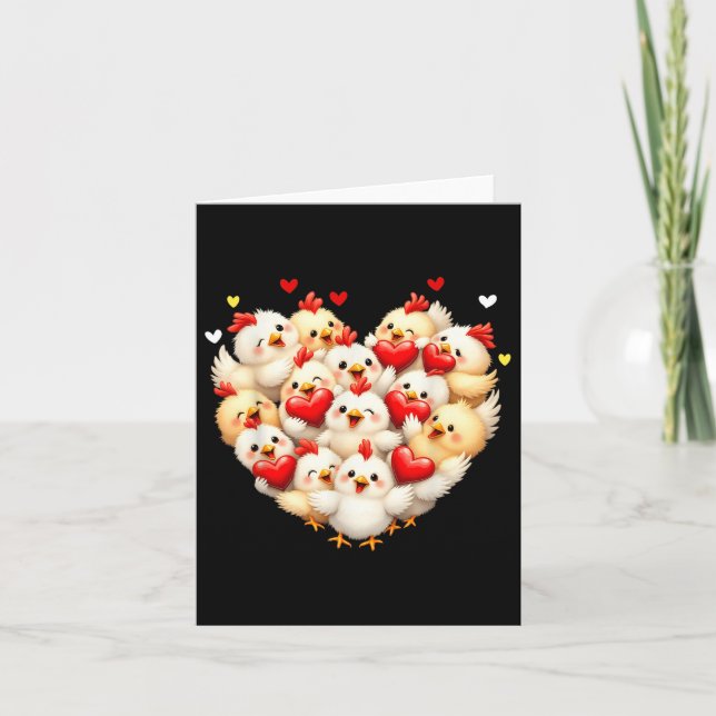 Carte Amour de coeur de poulet Saint Valentin Mignon Ani (Devant)