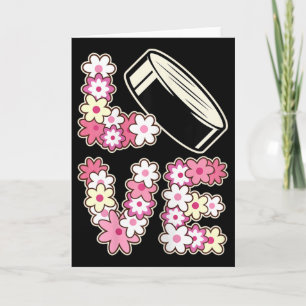 Carte Amour de hockey groovy hippie années 60 70 adolesc