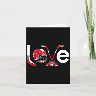 Carte Amour de hockey Saint-Valentin Patins à glace Bâto