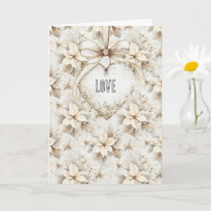 Carte Amour de la Saint-Valentin Fleur de Coeur en Crème