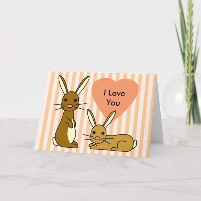 Carte Amour de lapin - lapins mignons (Devant)