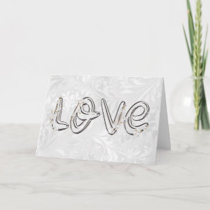 Carte Amour de mariage et fleurs d'amandier sur damas