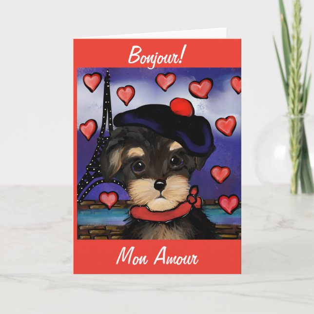 CARTE AMOUR DE YORKIE POO À PARIS      (Devant)