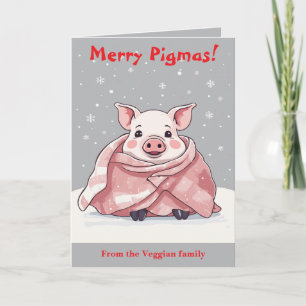Carte Amour des Animaux Noël Cochon Mignon Enveloppé Dan
