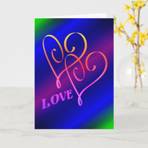 Carte Amour Deux Coeurs Rainbow Personnalisé 