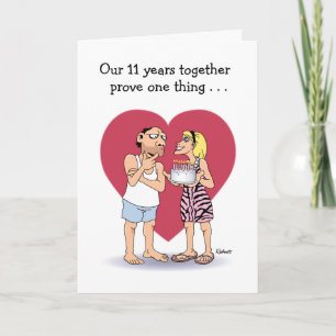 Carte Amour drôle 11e anniversaire