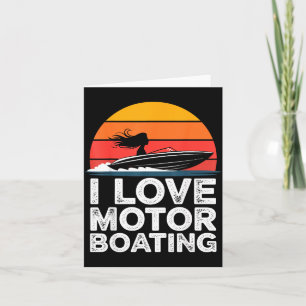 Carte Amour du bateau à moteur vintage coucher de soleil