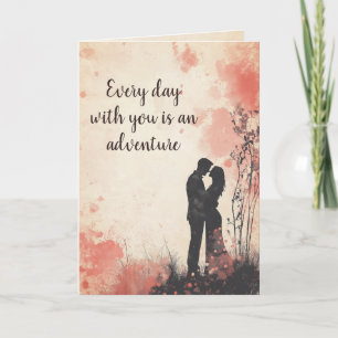 Carte Amour et aventure Couple Artistique Silhouette