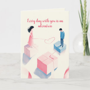 Carte Amour et aventure Jour des Valentines Artistiques