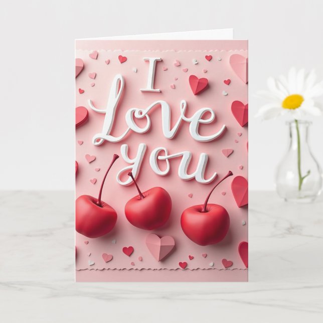 Carte Amour et cerises (Petite plante)