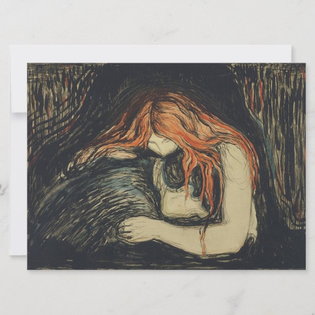 Carte Amour et douleur (Le Vampire) (par Edvard Munch) (Devant)