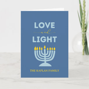 Carte "Amour et Lumière" Menorah Personnalisé Hanoukka