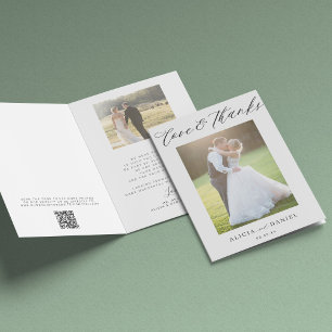 Carte Amour et merci photo Code QR mariage merci