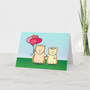 Carte Amour et Romance - Joli couple de hérissons avec c